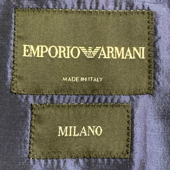 EMPORIO ARMANI Size 34 Regular Metallic Blue Silk Blend Shantung Sport Coat - Picture 5 of 8